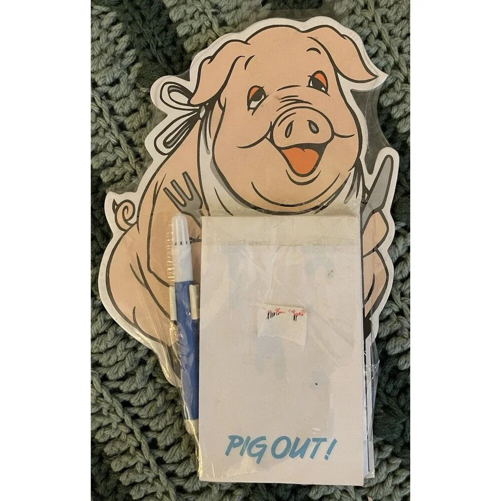 Vintage Magnetic Perfectly Piggy Memo Note Pad Fat Free Favorites With Marker